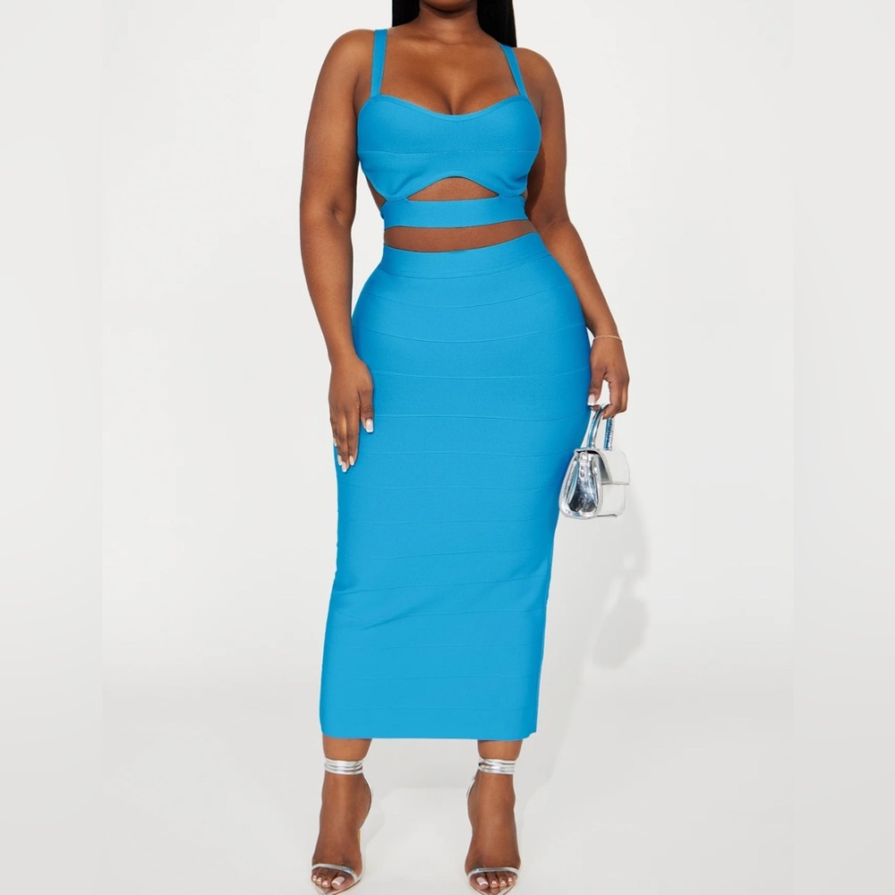 Bandage Skirt Set - Aqua
